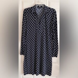 Brooks Brothers 346 Women's Dress Small Navy & White Geometric Pattern‎ Preppy